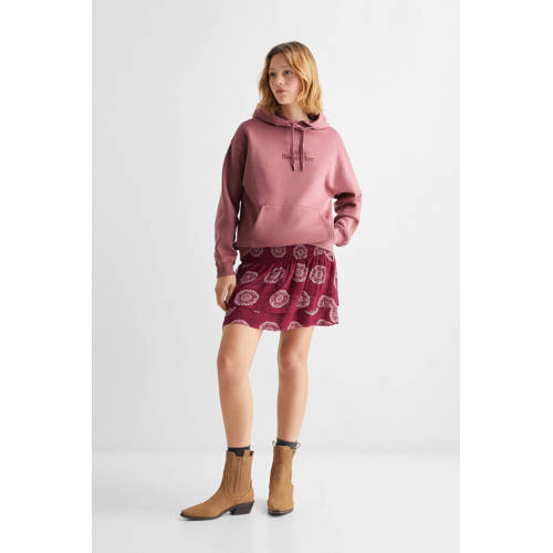 Mango Kids hoodie met tekst roze Sweater Meisjes Katoen Capuchon Tekst 152(XXS)