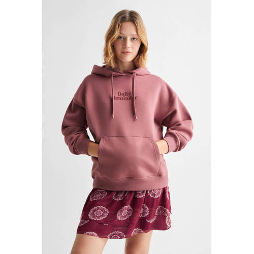 Mango Kids hoodie met tekst roze Sweater Meisjes Katoen Capuchon Tekst 152(XXS)