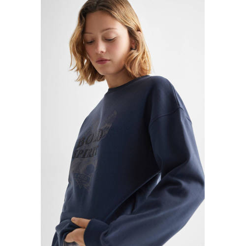 Mango Kids sweater met printopdruk marineblauw Printopdruk 152(XXS)