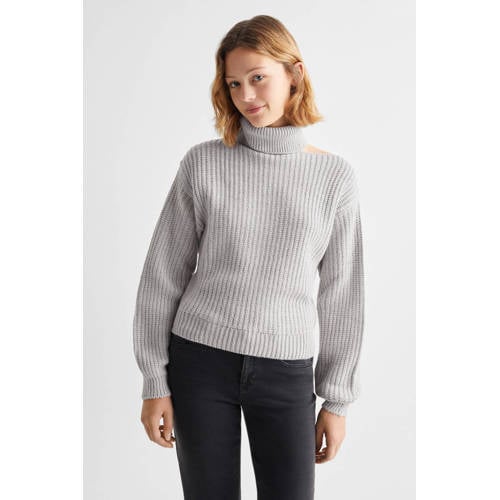 Mango Kids coltrui grijs Effen 152(XXS) | Trui van