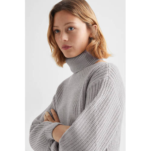 Mango Kids coltrui grijs Effen 152(XXS) | Trui van