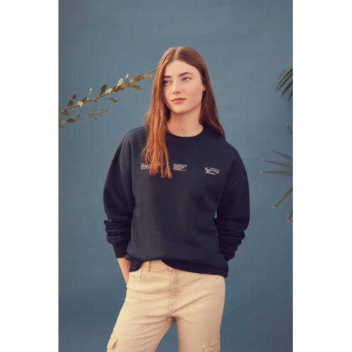 Mango Kids sweater met backprint donkerblauw Backprint 152(XXS)