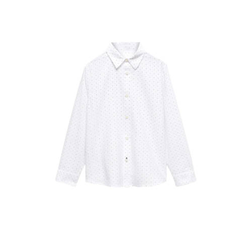 Mango Kids blouse met all over print wit Meisjes Katoen Klassieke kraag - 110
