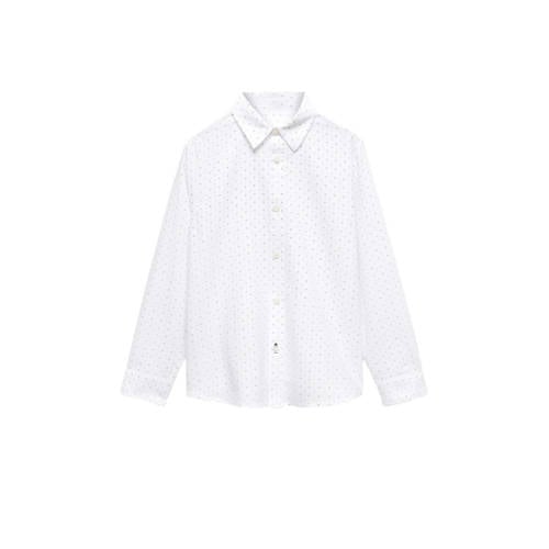 Mango Kids blouse met all over print wit Meisjes Katoen Klassieke kraag