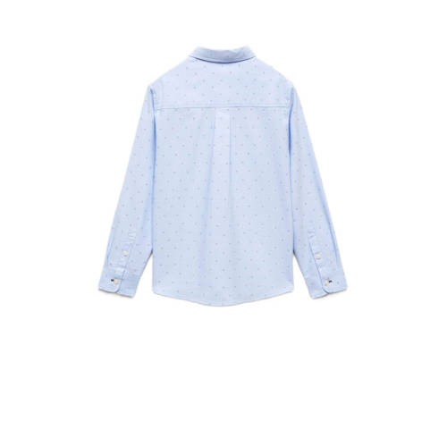 Mango Kids blouse met all over print lichtblauw Meisjes Katoen Klassieke kraag 110