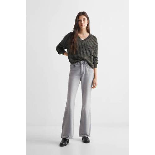 Mango Kids high waist flared jeans grey denim Grijs Effen 168(M)
