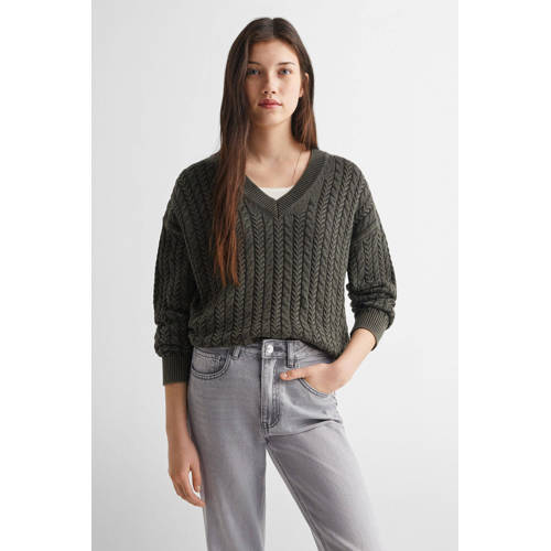 Mango Kids high waist flared jeans grey denim Grijs Effen 168(M)