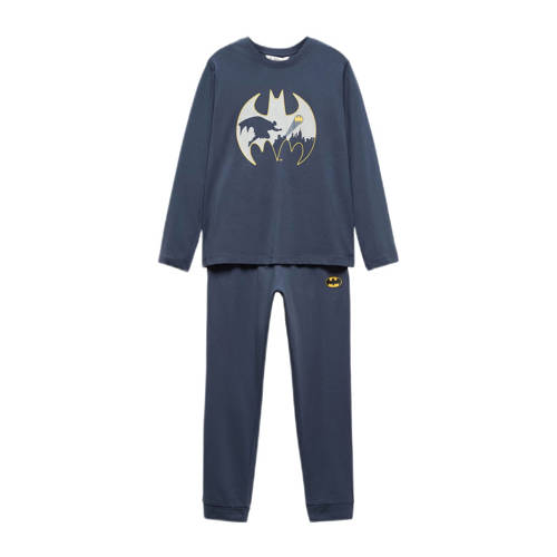 Mango Kids Batman pyjama met printopdruk donkerblauw Jongens Katoen Ronde hals
