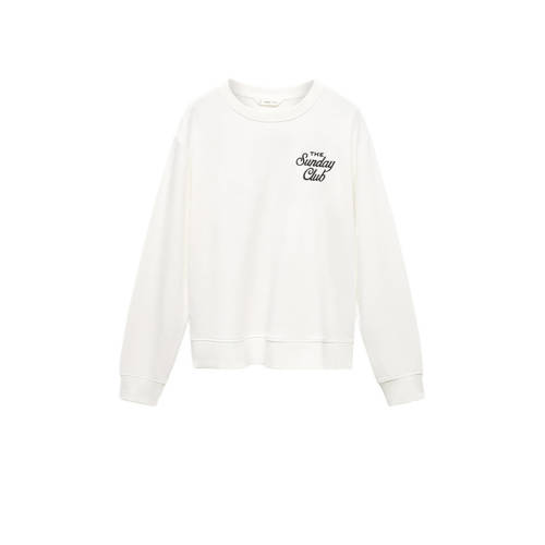 Mango Kids sweater met tekst wit Tekst - 158(XS) | Sweater van Mango Kids