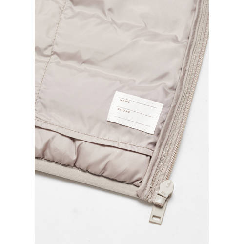 Mango Kids bodywarmer beige Jongens Polyamide Capuchon Effen 140