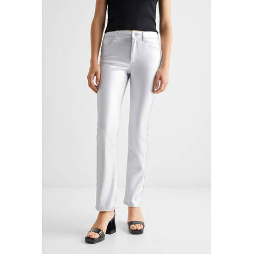 Mango Kids straight fit broek zilver Meisjes Viscose Effen 158(XS)