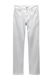 thumbnail: Zilverkleurige meisjes Mango Kids straight fit broek van viscose met rits- en knoopsluiting en effen