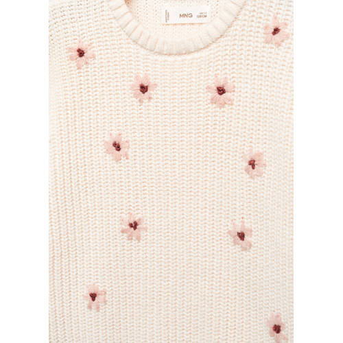 Mango Kids gebloemde trui ecru Meisjes Katoen Ronde hals Bloemen 116