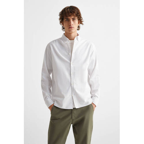 Mango Kids overhemd wit Jongens Katoen Button down Effen 158(XXS)