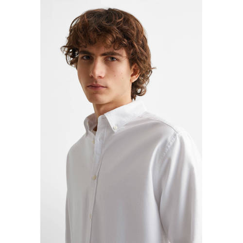 Mango Kids overhemd wit Jongens Katoen Button down Effen 158(XXS)