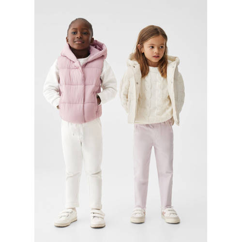 Mango Kids bodywarmer ecru Meisjes Polyamide Capuchon Effen 86