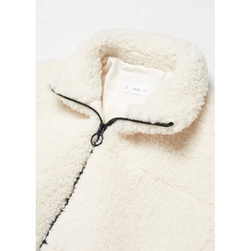 Mango Kids teddy tussenjas offwhite Wit Effen 158(XS)