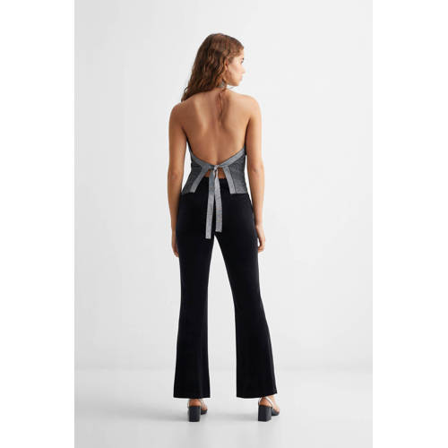 Mango Kids haltertop antraciet zilver Grijs Effen 152(XXS)