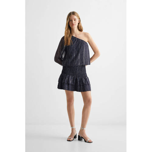 Mango Kids one shoulder top donkerblauw Effen 152(XXS)