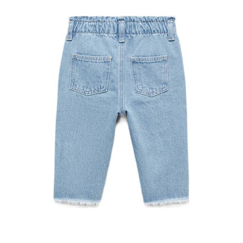 Mango Kids straight fit jeans changeant blauw Meisjes Katoen Effen 92