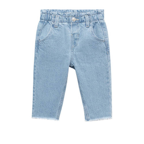 Mango Kids straight fit jeans changeant blauw Meisjes Denim Effen