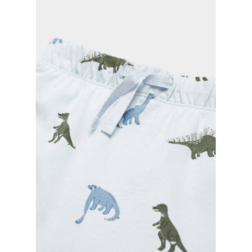 Mango Kids pyjama met dinosaurusprint Blauw Meisjes Katoen Ronde hals All over print 104