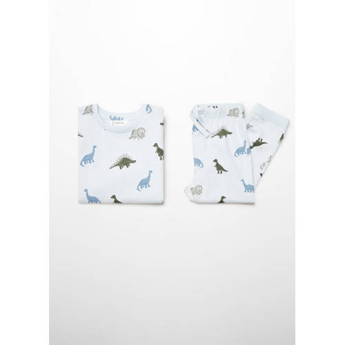 Mango Kids pyjama met dinosaurusprint Blauw Meisjes Katoen Ronde hals All over print 86