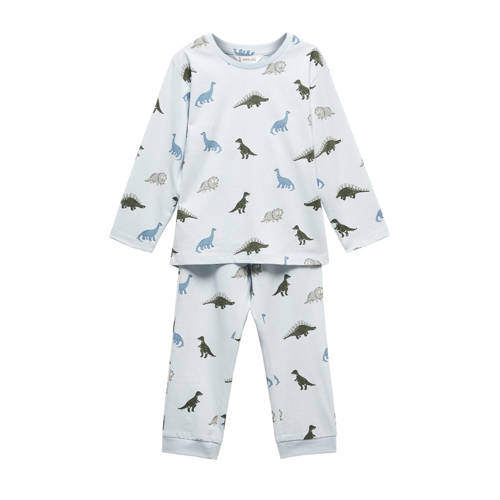 Mango Kids pyjama met dinosaurusprint Blauw Meisjes Katoen Ronde hals All over print