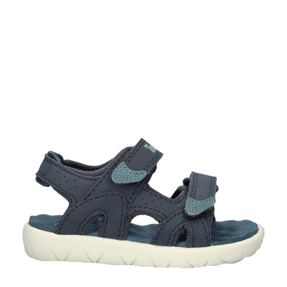 Donkerblauwe jongens Timberland Perkins Row sandalen van imitatieleer met klittenband