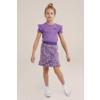 WE Fashion jurk met all over print en ruches paars
