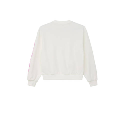 S.Oliver sweater met printopdruk wit roze Printopdruk 140