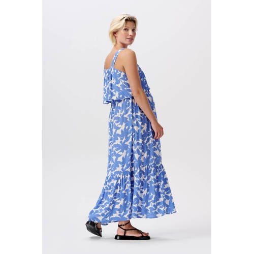 Noppies gebloemde voedingsjurk blauw wit Dames Viscose Vierkante hals Bloemen M