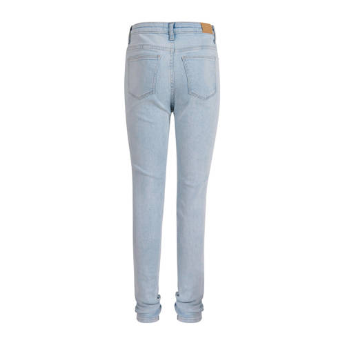 Shoeby high waist skinny jeans light blue denim bleached Blauw Effen 116