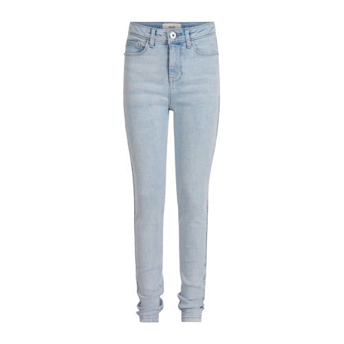 Shoeby high waist skinny jeans light blue denim bleached Blauw Effen - 104