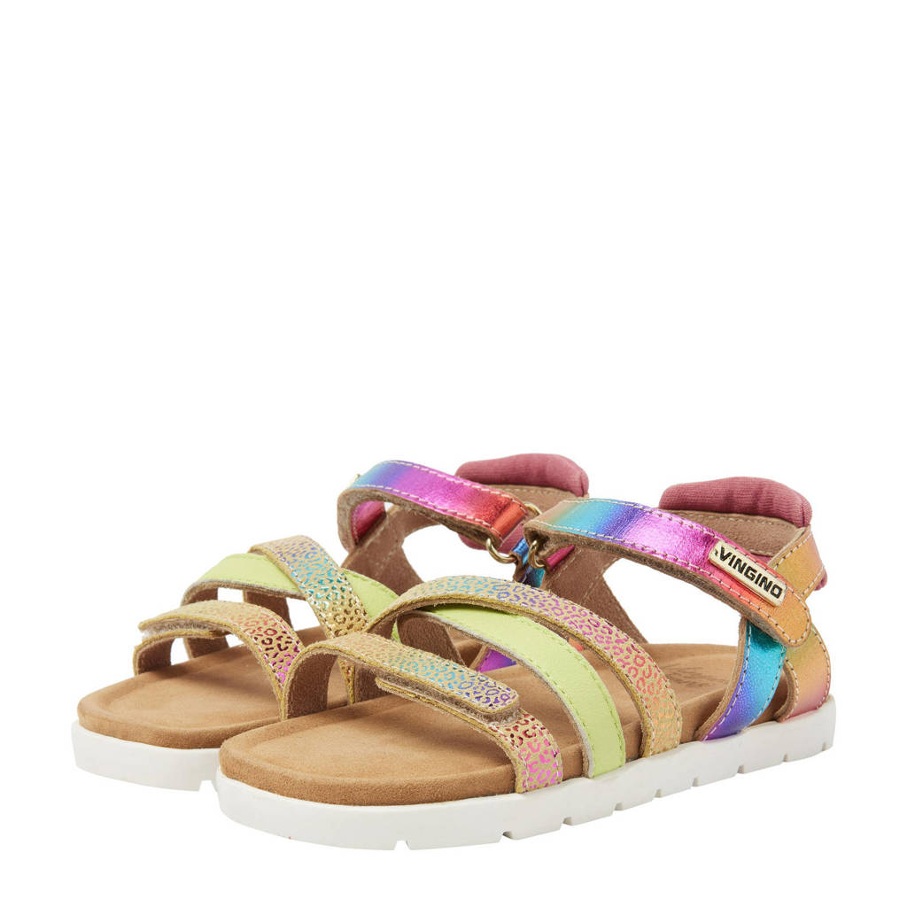 Vingino Florence leren sandalen roze multi
