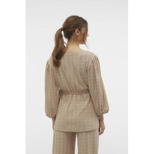 Mamalicious overslag zwangerschapstop met ingebreid patroon beige Dames Polyester Overslagkraag S