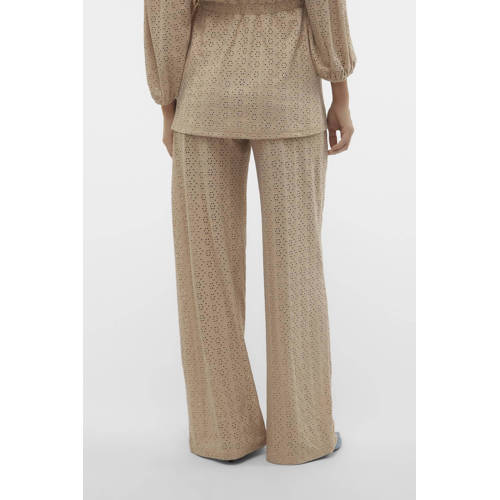 Mamalicious loose fit broek met ingebreid patroon beige Dames Polyester XL