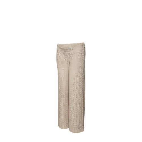 MAMALICIOUS loose fit broek met ingebreid patroon beige Dames Polyester