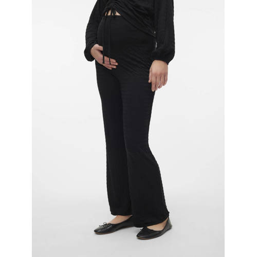 Mamalicious flared broek MLGLORIA zwart Dames Polyester Effen S