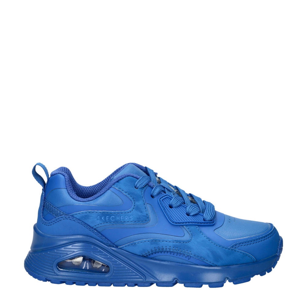 Blauwe jongens Skechers Uno sneakers van imitatieleer met veters