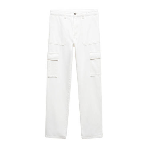 Mango Kids straight fit jeans wit Meisjes Katoen Effen - 152(XXS)