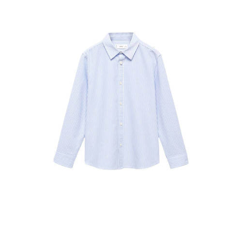 Mango Kids gestreepte blouse wit/blauw Meisjes Katoen Klassieke kraag Streep