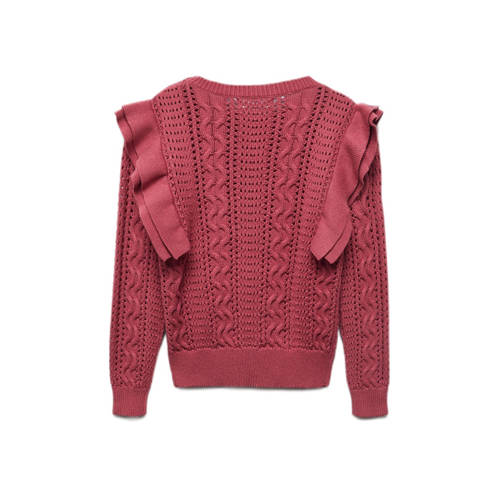 Mango Kids trui rood Meisjes Katoen Ronde hals Effen 116