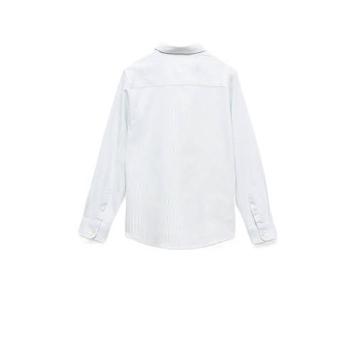 Mango Kids gestreepte blouse groen wit Meisjes Katoen Klassieke kraag Streep 110