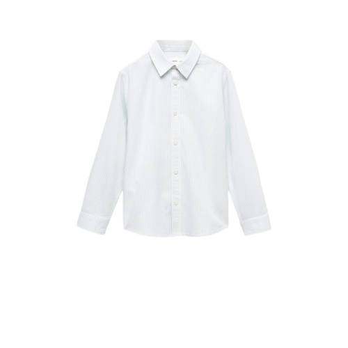 Mango Kids gestreepte blouse groen/wit Meisjes Katoen Klassieke kraag Streep - 110