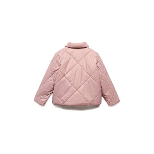 Mango Kids gewatteerde zomerjas poeder roze Meisjes Polyamide Klassieke kraag 128