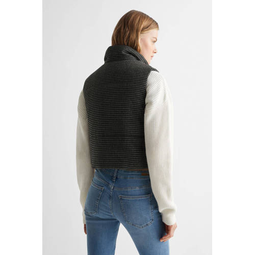 Mango Kids bodywarmer met pied-de-poule zwart wit Meisjes Polyester Opstaande kraag 158(XS)