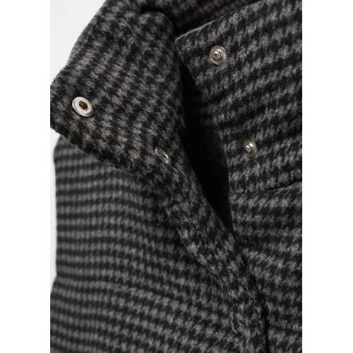 Mango Kids bodywarmer met pied-de-poule zwart wit Meisjes Polyester Opstaande kraag 158(XS)