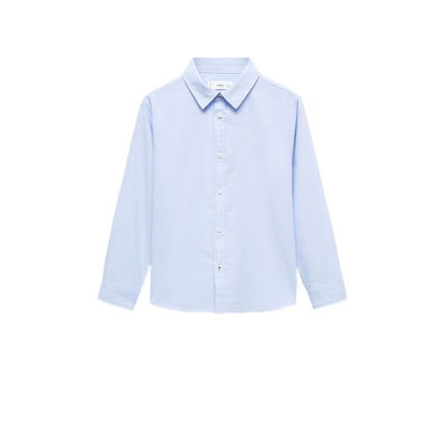 Mango Kids blouse lichtblauw Meisjes Katoen Klassieke kraag Effen - 110