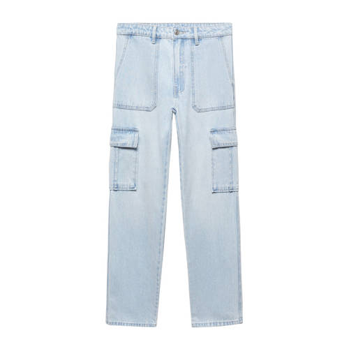 Mango Kids straight fit jeans changeant blauw Meisjes Katoen Effen - 152(XXS)